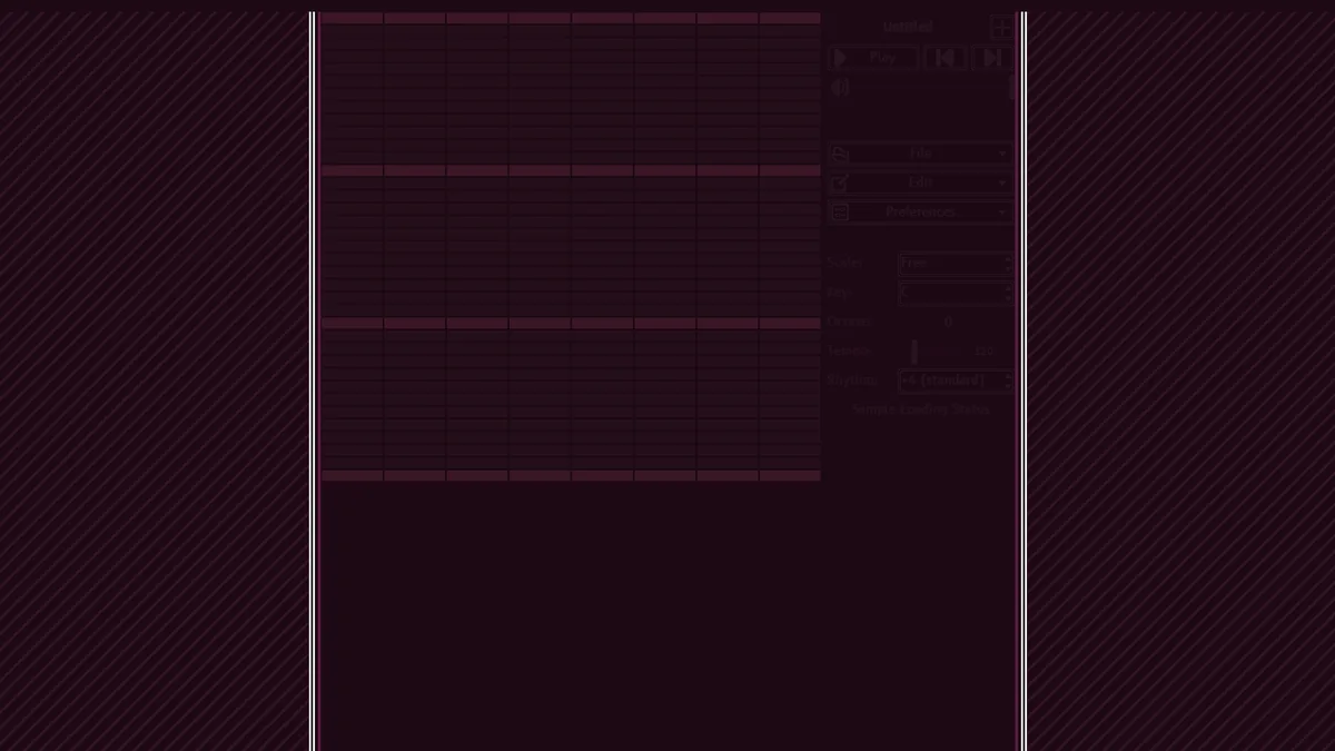 Official AbyssBox browser editor screenshot showing the dark BeepBox-style song grid